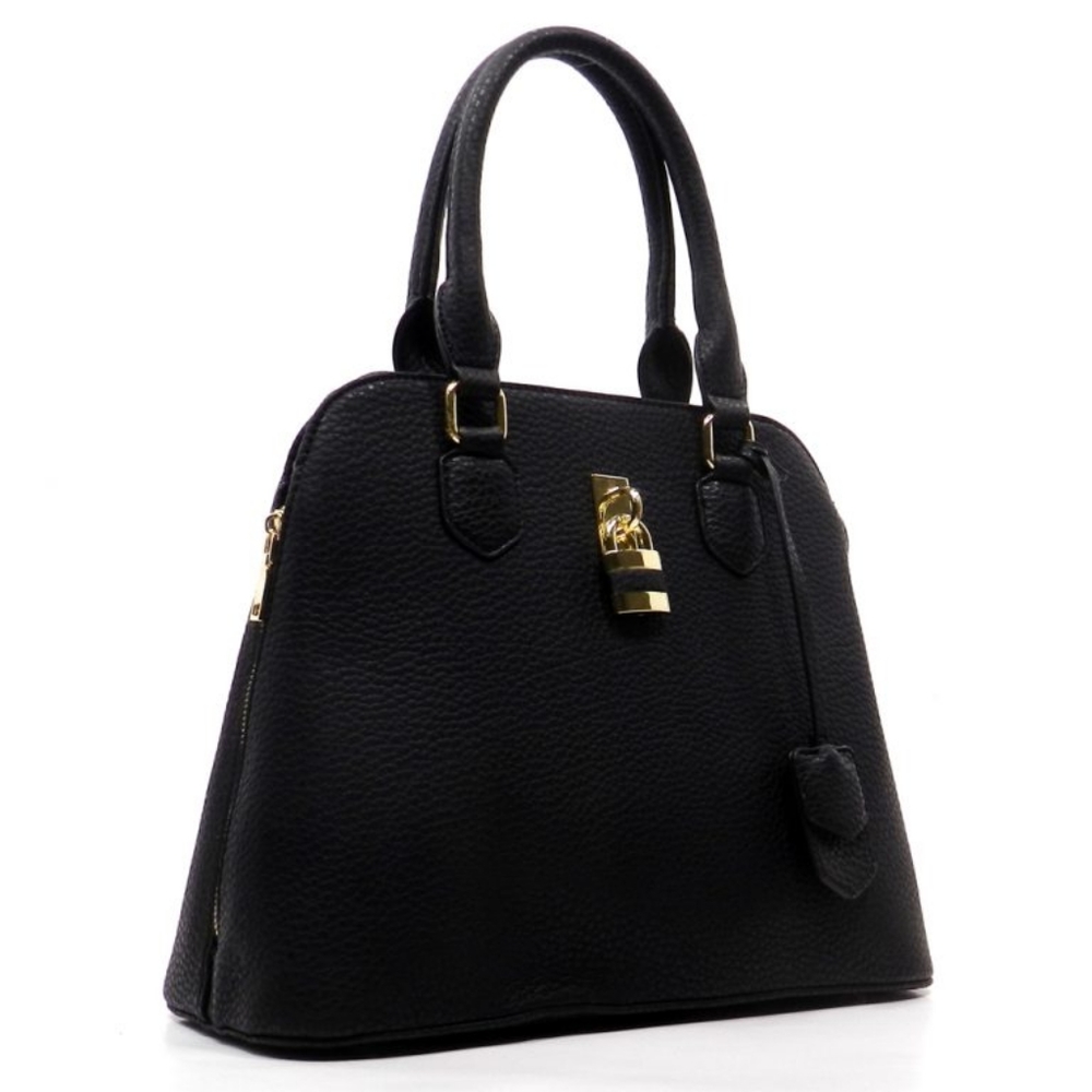 🆕️Black Pebble Textured Padlock Satchel